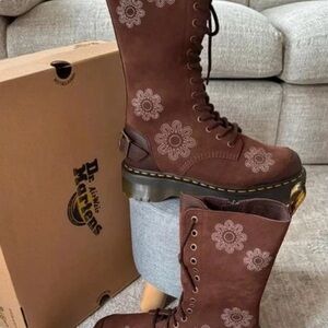 Dr. Martens Brown Floral Lace-Up Boots